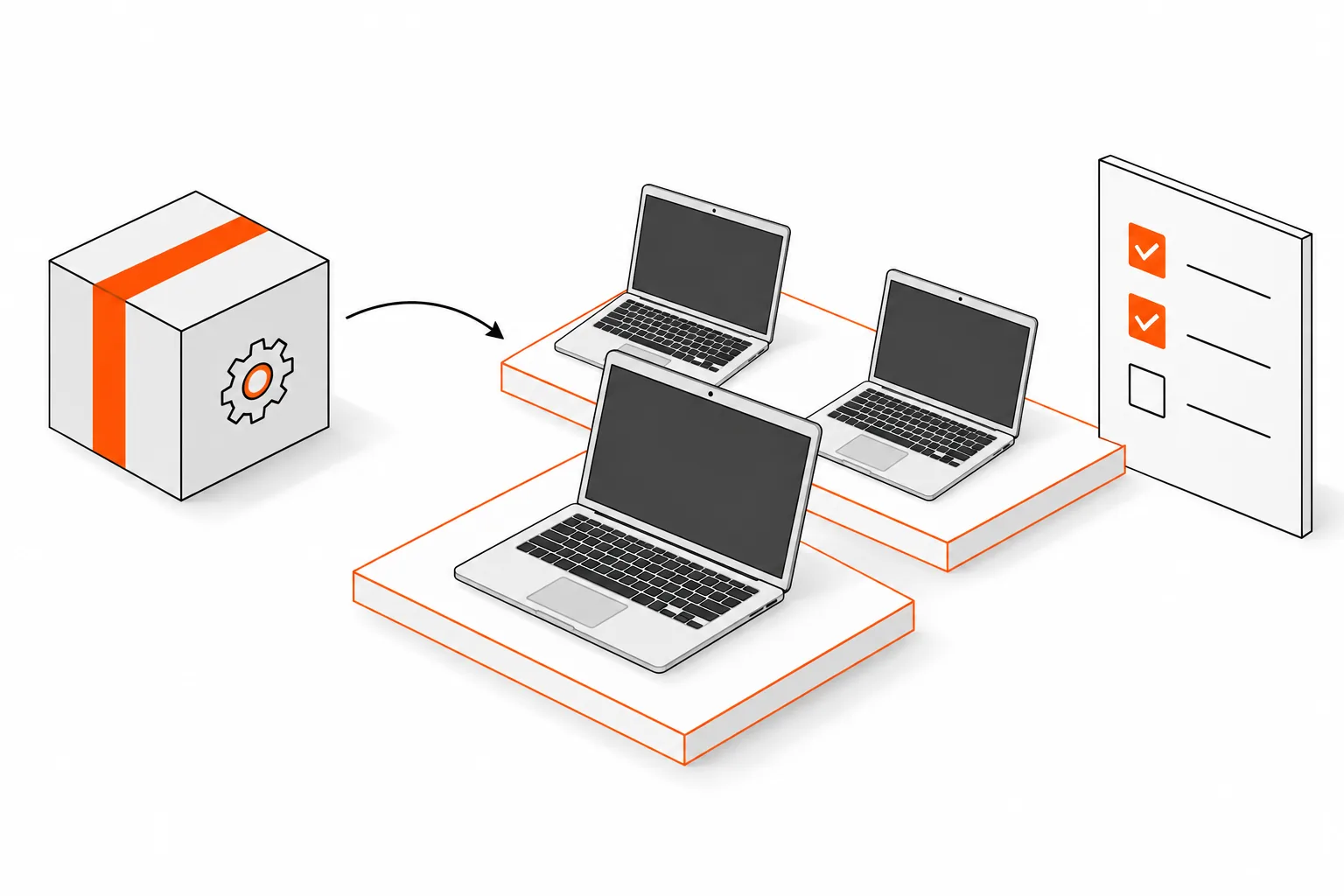 Isometric illustration of a managed local AI workspace.